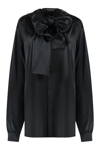 Balenciaga Paneled Shirt In Black