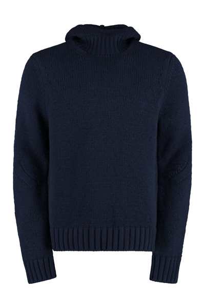 Bottega Veneta Knitted Hoodie In Blue