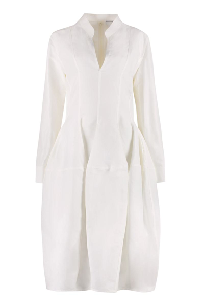 Bottega Veneta Linen And Viscose Blend Dress In White