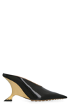 Bottega Veneta Rocket Reflective Leather Pumps With Gold-tone Heel In Black