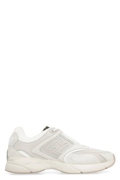 Fendi Nubuck Faster Sneakers In White