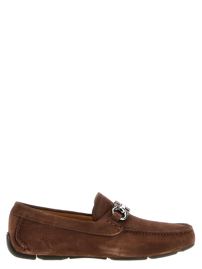 Ferragamo Parigi Suede Loafers In Cocoa,biscotto