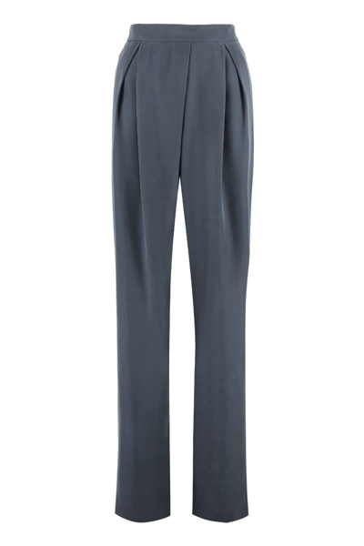 Giorgio Armani Silk Trousers In Grey
