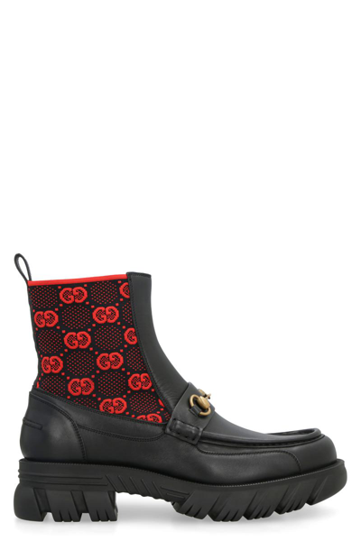 GUCCI GUCCI LOGO DETAIL LEATHER BOOTIES