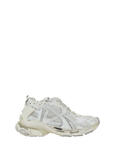 Balenciaga Runner Logo-embroidered Leather And Mesh Sneakers In White