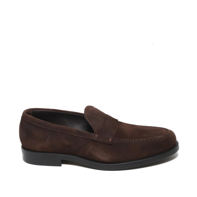 Rossano Bisconti Moccasin With Mask In Soft Ebony Suede In Black