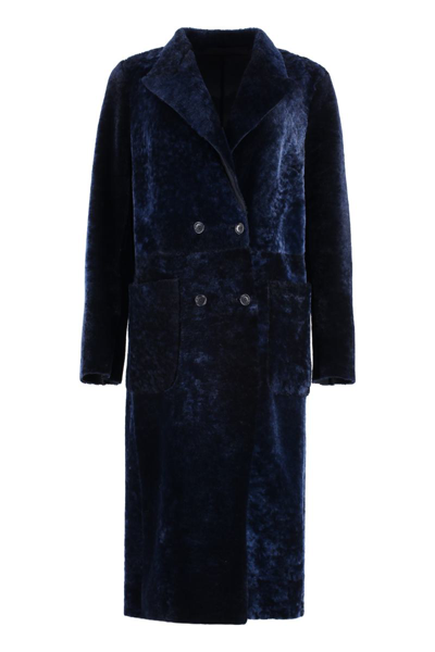Salvatore Santoro Lamb Fur Coat In Blue
