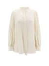 CHLOÉ VIRGIN WOOL SHIRT WITH FRONTAL BOW