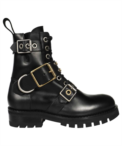 Vivienne Westwood Leather Combat Boots In Black