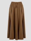 Herno Flared Skirt In Camel Lightweight Nylon Stretch
