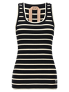 N°21 STRIPED RIBBED TOP TOPS WHITE/BLACK