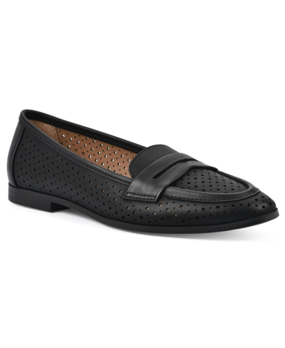 White Mountain Noblest Pointed Loafers In Black Smooth