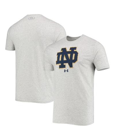 Under Armour Men's  Heathered Gray Notre Dame Fighting Irish School Logo Performance Cotton T-shirt
