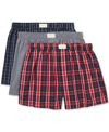 Tommy Hilfiger Men's 3-pack Classic Printed Cotton Poplin Boxers In Medium Red