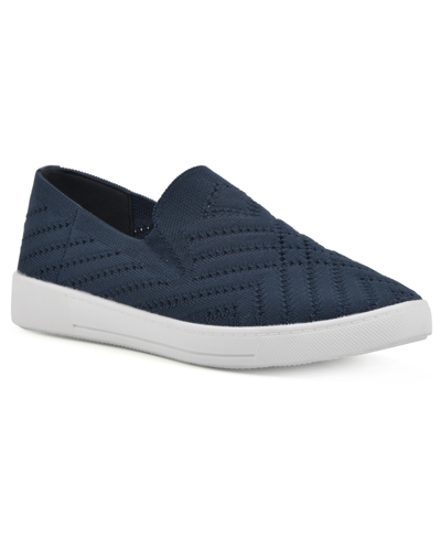 White Mountain Upbear Slip On Sneakers In Navy Fabric