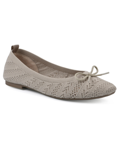 White Mountain Sashay Ballet Flats In Taupe Fabric