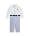 Polo Ralph Lauren Ralph Lauren Cotton Button-up Shirt, Stripe Pants & Belt Set In White