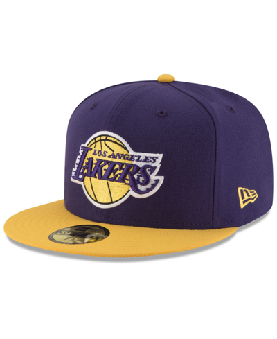 New Era Los Angeles Lakers Basic 2 Tone 59fifty Fitted Cap In Purple,yellow