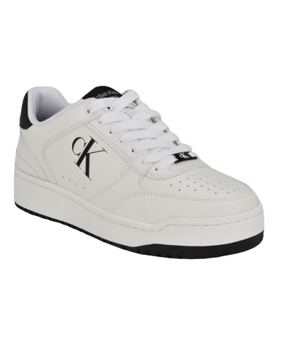 Calvin Klein Men's Acre Lace-up Casual Sneakers In White,black