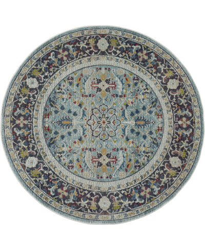 Nourison Home Ankara Global Anr14 Teal And Multi 4' Round Rug In Teal,multi