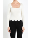 English Factory Scallop Hem Sweater In Cream