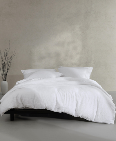 CALVIN KLEIN WASHED TEXTURE SOLID COTTON JACQUARD 3 PIECE DUVET COVER SET, KING