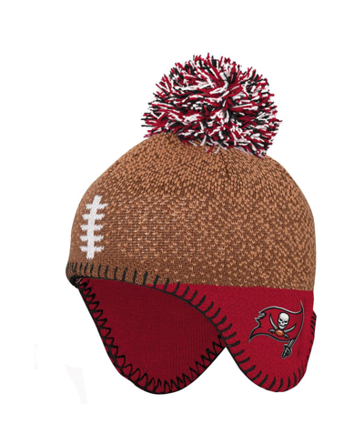 Outerstuff Babies' Preschool Boys And Girls Brown, Red Tampa Bay Buccaneers Football Head Knit Hat With Pom