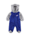 Outerstuff Baby Boys And Girls Royal, Gray Buffalo Bills Game Nap Teddy Fleece Bunting Full-zip Sleeper In Royal,gray