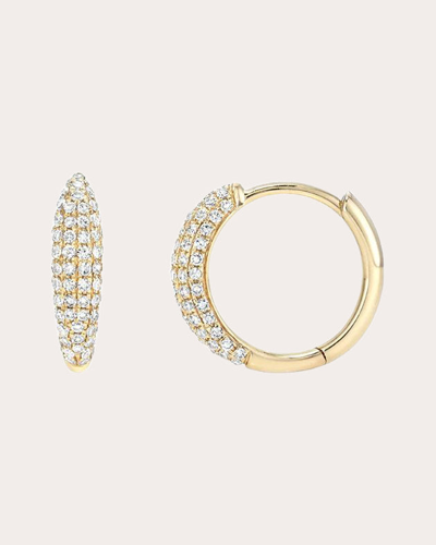 Zoe Lev 14k Yellow Gold Diamond Pave Dome Huggie Hoop Earrings