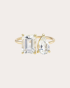 ZOE LEV WOMEN'S WHITE TOPAZ TOI ET MOI RING