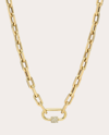 Zoe Lev 14k Yellow Gold Large Open Link Chain With Diamond Carabiner Necklace, 16 In Gold