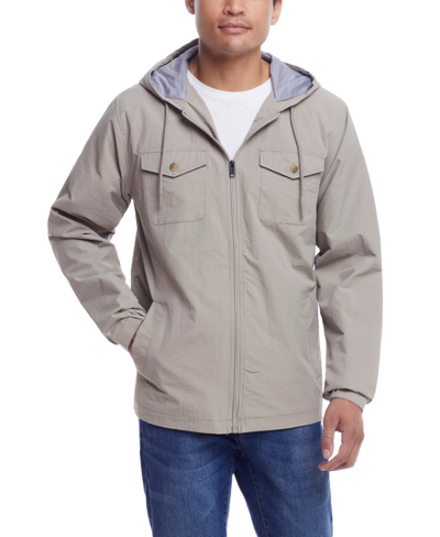 Weatherproof Vintage Men's Nylon Zip Front Hooded Jacket In Vintage Khaki