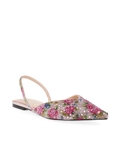 Betsey Johnson Women's Vance Rhinestone Slingback Evening Flats In Floral Multi