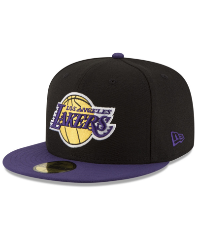 New Era Los Angeles Lakers Basic 2 Tone 59fifty Fitted Cap In Black,purple