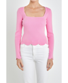 English Factory Scallop Hem Sweater In Pink