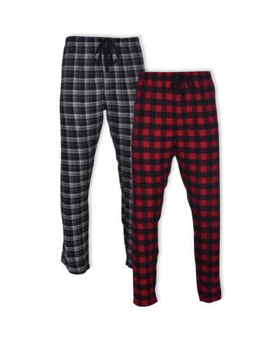 Hanes Platinum Hanes Men's Flannel Sleep Pant, 2 Pack In Red,black Buffalo And Black Plaid