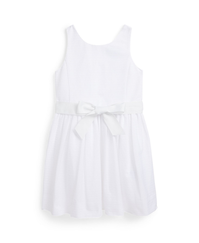 Polo Ralph Lauren Toddler And Little Girls Ottoman-ribbed Cotton Dress In White