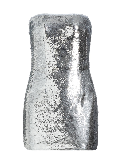 Laquan Smith Women's Sequined Strapless Minidress In Silver