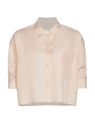 Twp Women's Next Ex Silk Button-up Crop Shirt In Pale Blush