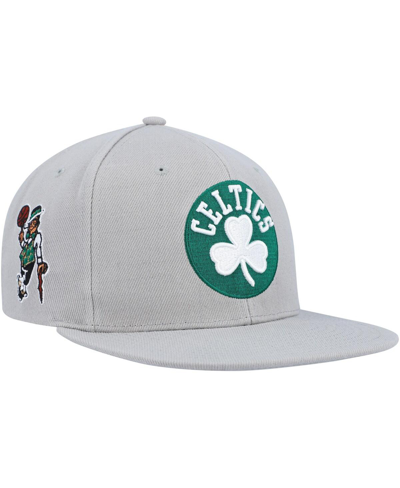 Mitchell & Ness Men's  Gray Boston Celtics Side Core 2.0 Snapback Hat