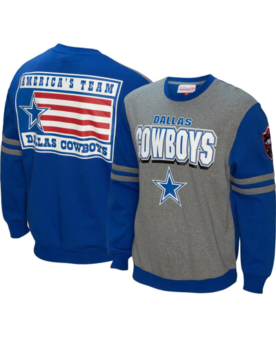 Mitchell & Ness Men's  Royal Dallas Cowboys All Over 2.0 Pullover Sweatshirt
