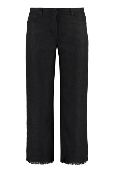 's Max Mara Fiaba Linen And Cotton Trousers In Black