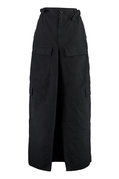 Balenciaga Apron Cotton Cargo Maxi Skirt In Black