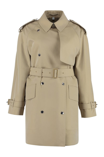 Burberry Belted Gabardine Trench Coat In Beige