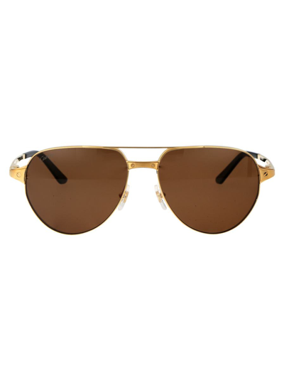 Cartier Sunglasses In 003 Gold Gold Brown