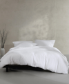 CALVIN KLEIN WASHED TEXTURE SOLID COTTON JACQUARD 3 PIECE DUVET COVER SET, QUEEN