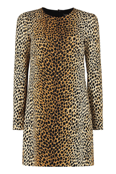 Dolce & Gabbana Womans Animalier Printed Silk Charmeuse Dress In Brown