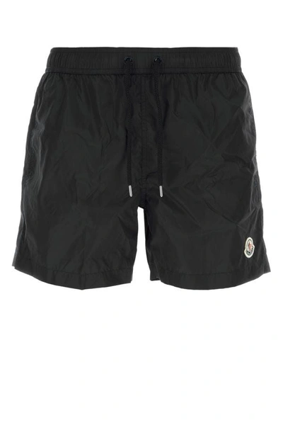 Moncler Man Black Nylon Swimming Shorts