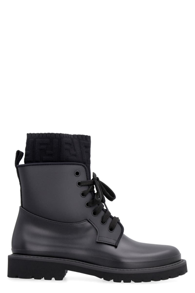 Fendi Rockoko Combat Boots In Black