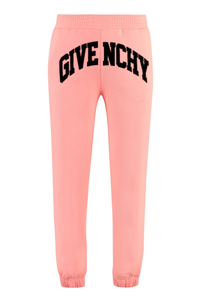 Givenchy Tapered Logo-embroidered Cotton-jersey Sweatpants In Pink